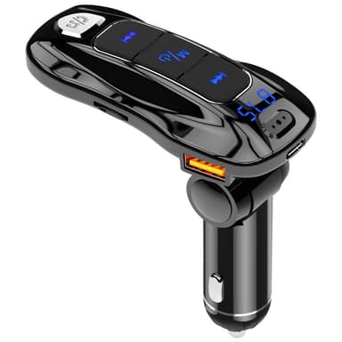 FM-sändare och snabbladdare, bluetooth - Svart