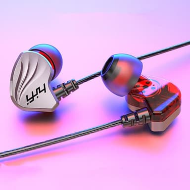 HiFi in ear-hörlurar 3.5mm med volymkontroll - Silver/röd