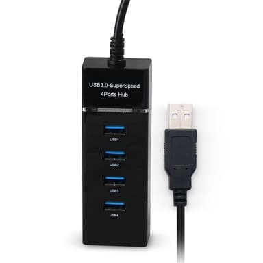 USB 3.0 Hub med fyra portar - Svart