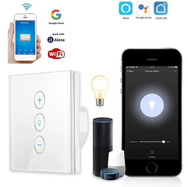 WiFi strömbrytare 2.6 GHz med dimmer Vit