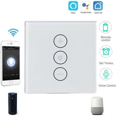 WiFi strömbrytare 2.6 GHz med dimmer Vit