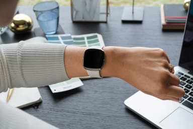 Fitbit Sense smartwatch (lunar white/soft gold stainless steel)