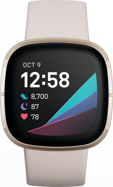 Fitbit Sense smartwatch (lunar white/soft gold stainless steel)