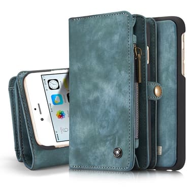 CASEME iPhone 6s 6 Plus Retro Split läder plånboksfodral Blå