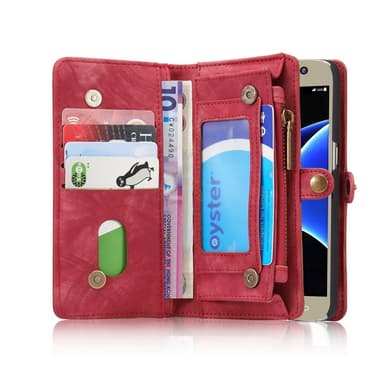 CASEME Samsung Galaxy S7 Retro läder plånboksfodral - Röd