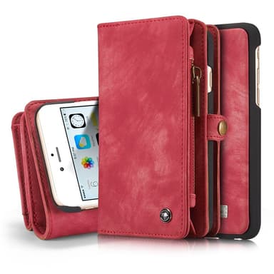 CASEME iPhone 6s 6 Plus Retro Split läder plånboksfodral Röd