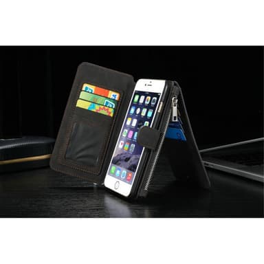 CASEME iPhone 6 / 6s Plus Retro läder plånboksfodral - Svart