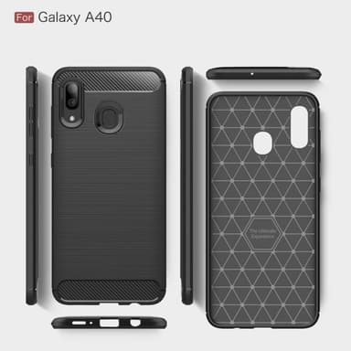 Samsung Galaxy A10 Karbon fiber Texture Skal - Svart