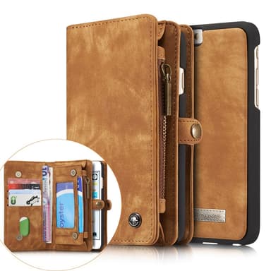 CASEME iPhone 6s 6 Retro Split läder plånboksfodral - Brun