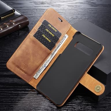 DG.MING Samsung Galaxy S10+ Split Läder Plånboksfodral - Brun