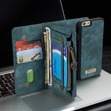 CASEME iPhone 6s 6 Retro Split läder plånboksfodral - Blå