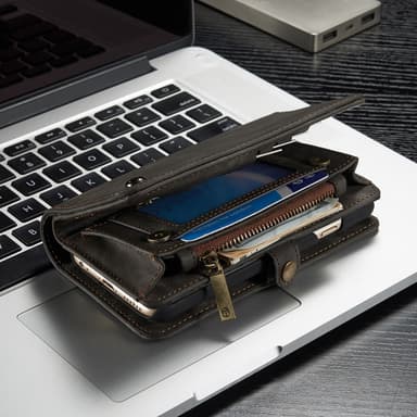 CASEME iPhone 6s 6 Plus Retro Split läder plånboksfodral Grå