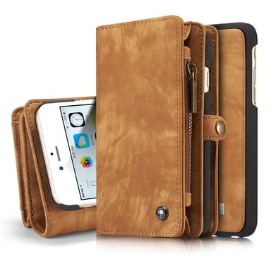 CASEME iPhone 6s 6 Retro Split läder plånboksfodral - Brun
