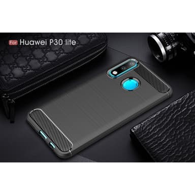 Huawei P30 Lite Karbon fiber Texture Skal - Svart