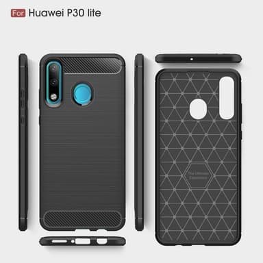 Huawei P30 Lite Karbon fiber Texture Skal - Svart
