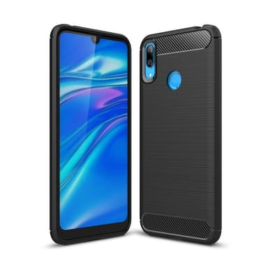 Huawei Y7 2019 Karbon fiber Texture Skal - Svart