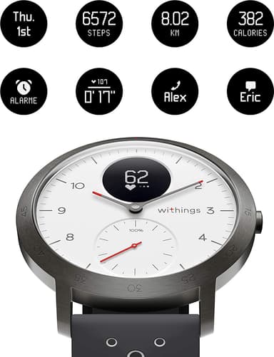 Withings Steel HR Sport smartwatch hybrid 40mm (vit/svart)