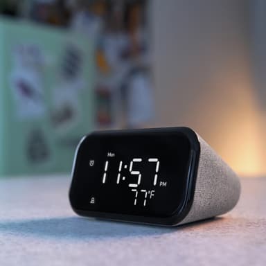 Lenovo Smart Clock Essential med Google Assistant (soft touch grey)
