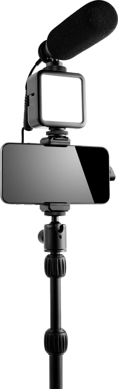 Wistream tripodstativ för mobiltelefon med mikrofon och LED-belysning