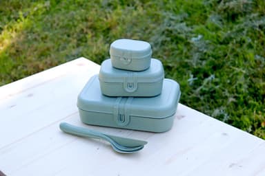 PASCAL READY Set med 3x Matlåda och bestick Organic Blue
