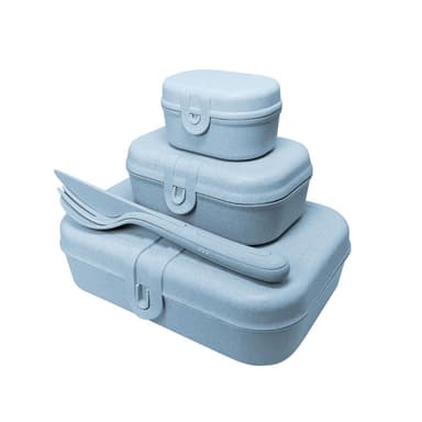 PASCAL READY Set med 3x Matlåda och bestick Organic Blue