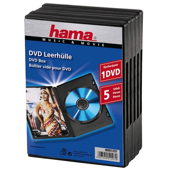 transparent/black 4007249447449 Hama Hama Standard CD DVD Blu-Ray Blu Ray Jewel Case pack of 5 
