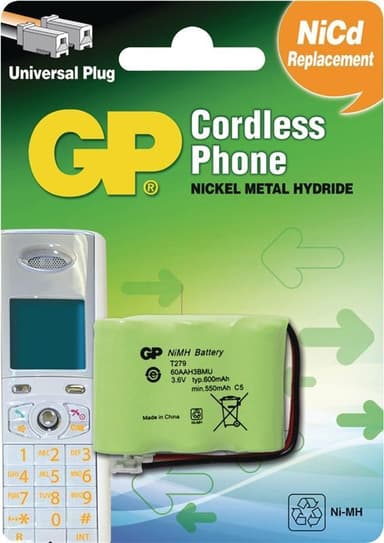 GP Batteripack trådlös telefon NiMH 3.6 V 600 mAh (220279C1)