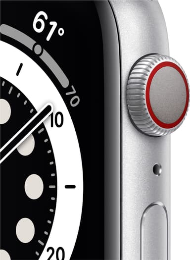 Apple Watch Series 6 44mm GPS+Cellular (silver alu/vit sportarmband)