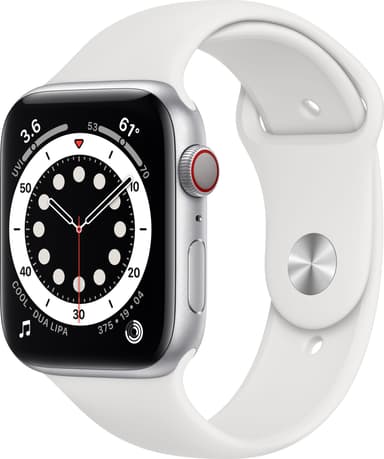 Apple Watch Series 6 44mm GPS+Cellular (silver alu/vit sportarmband)