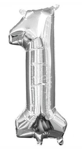 Sifferballong Siffran 1, Silver Metallic, 100cm hög
