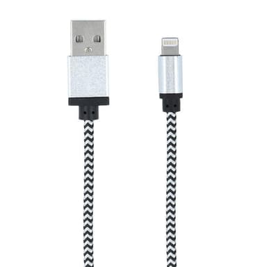 Forever Lightning-kabel 1m, Flätad textil, Vit