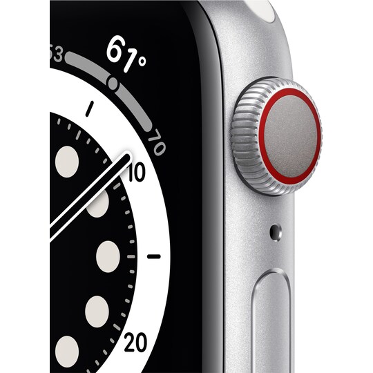 Apple Watch Series 6 40mm GPS+Cellular (silver alu/vit sportarmband)