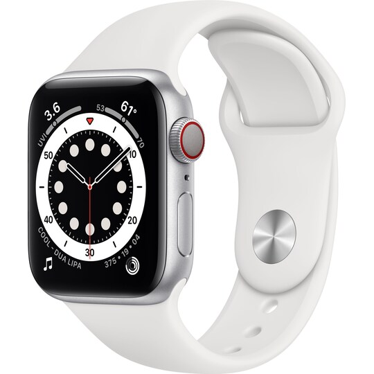 Apple Watch Series 6 40mm GPS+Cellular (silver alu/vit sportarmband)