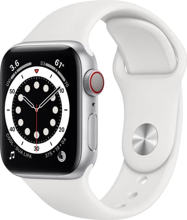 Apple Watch Series 6 40mm GPS+Cellular (silver alu/vit sportarmband)