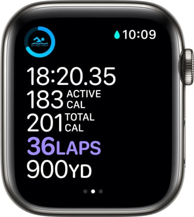 Apple Watch Series 6 44mm GPS+Cellular (graf stål/svart sportarmband)