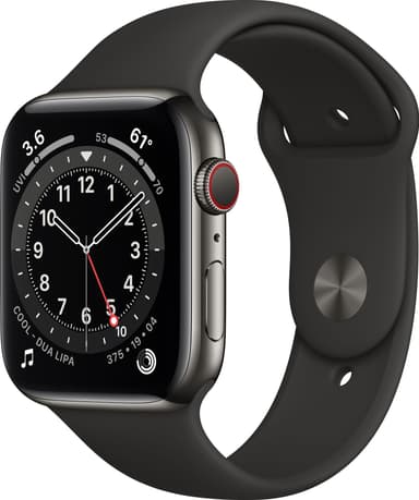 Apple Watch Series 6 44mm GPS+Cellular (graf stål/svart sportarmband)