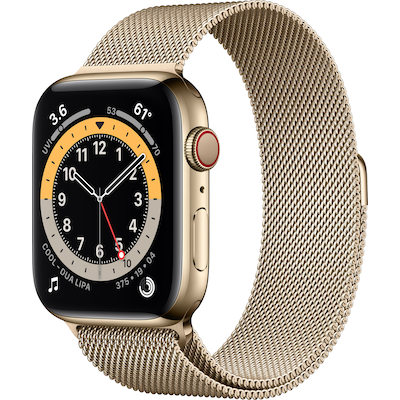 Apple Watch Series 6 44mm GPS+Cellular (guld stål/guld Mil. loop