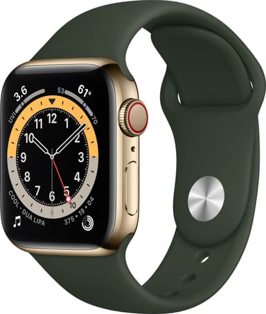 Apple Watch Series 6 40mm GPS+Cellular (guld stål/grön sportarmband)