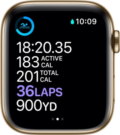 Apple Watch Series 6 44mm GPS+Cellular (guld stål/guld Mil. loop)