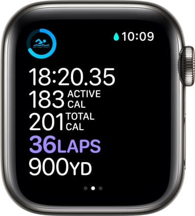 Apple Watch Series 6 40mm GPS+Cellular (gph stål/svart sportarmband)