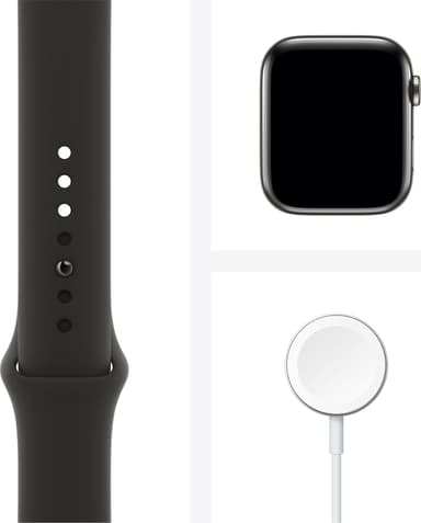 Apple Watch Series 6 44mm GPS+Cellular (graf stål/svart sportarmband)