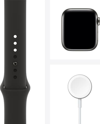 Apple Watch Series 6 40mm GPS+Cellular (gph stål/svart sportarmband)