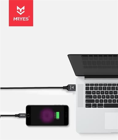 Mr Yes Tygbeklädd Lightningkabel - Extra tålig (Svart)