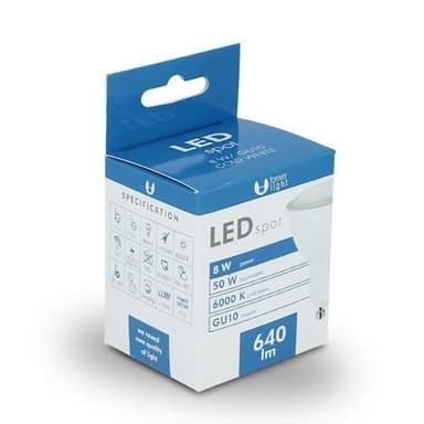 Forever LED-lampa GU10, 50W, 230v, Kallvit - 10-pack