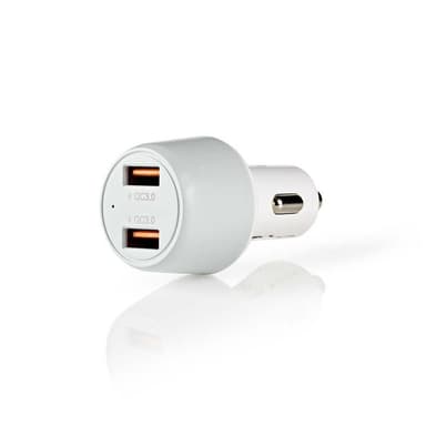 Billaddare 2-Utgångar 3.0 A 2 x USB Vit/Grå