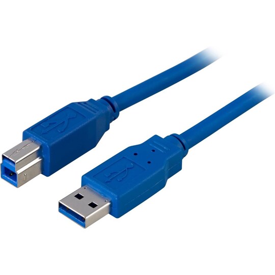 DELTACO USB 3.0 kabel, Typ A hane - Typ B hane, 1m, blå (USB3-110)