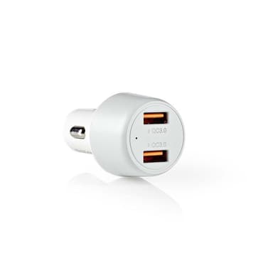 Billaddare 2-Utgångar 3.0 A 2 x USB Vit/Grå