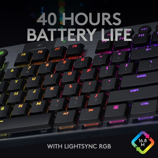Logitech G915 Lightspeed trådlöst tangentbord (GL Clicky-tangenter)