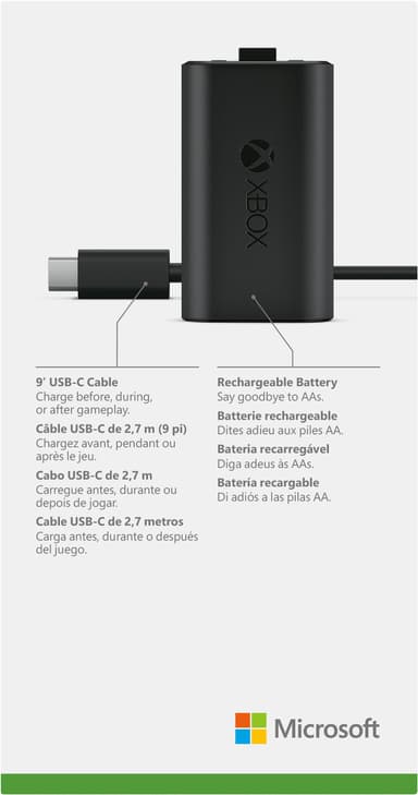 Microsoft Xbox laddbart batteripack + USB-C-kabel