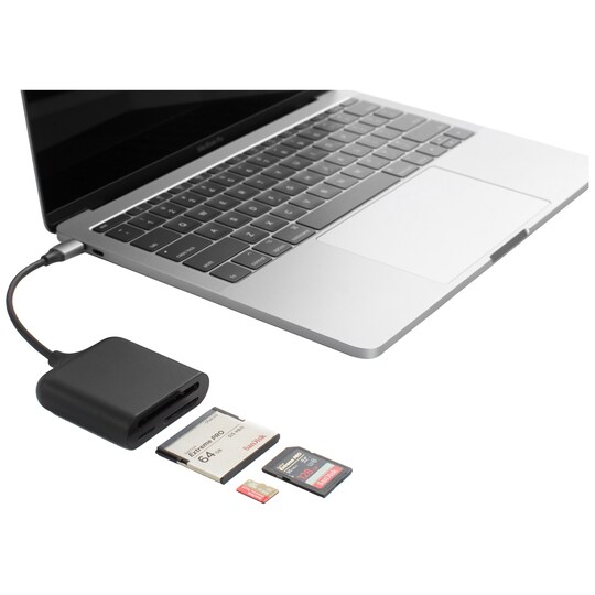 HyperDrive USB-C Pro 3-in-1 kortläsare (svart)